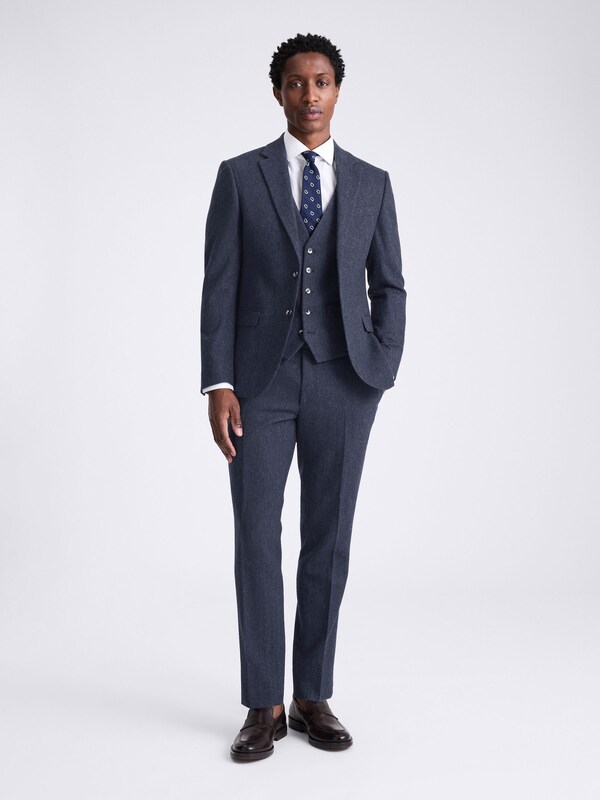 seraphine MOSS Blue Slim Fit Donegal Tweed Suit Jacket