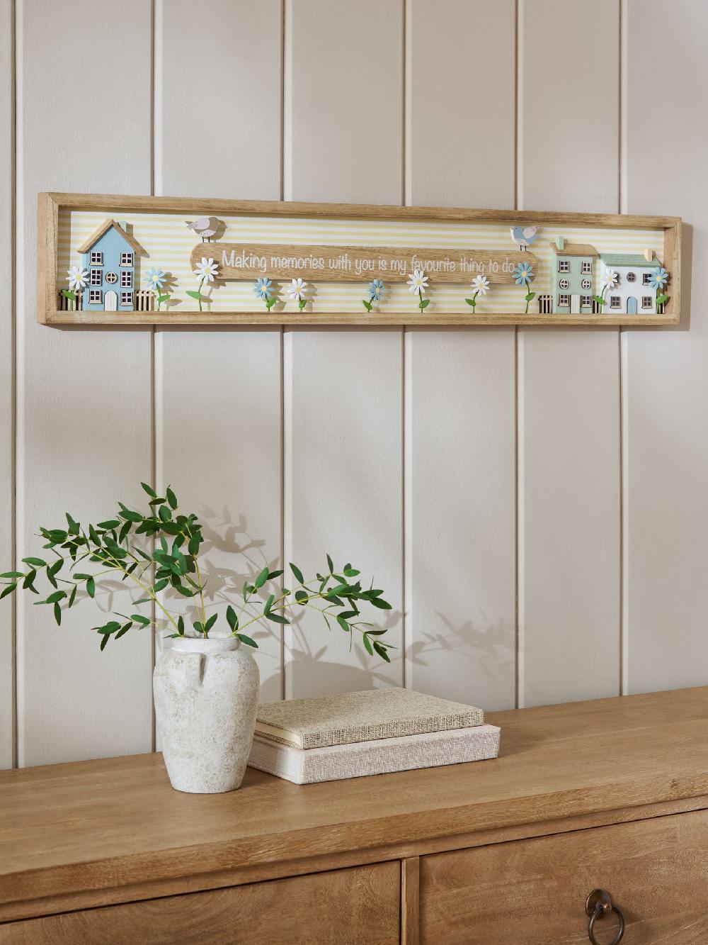 seraphine Neutral Making Memories Floral Print House Scene Wall Art