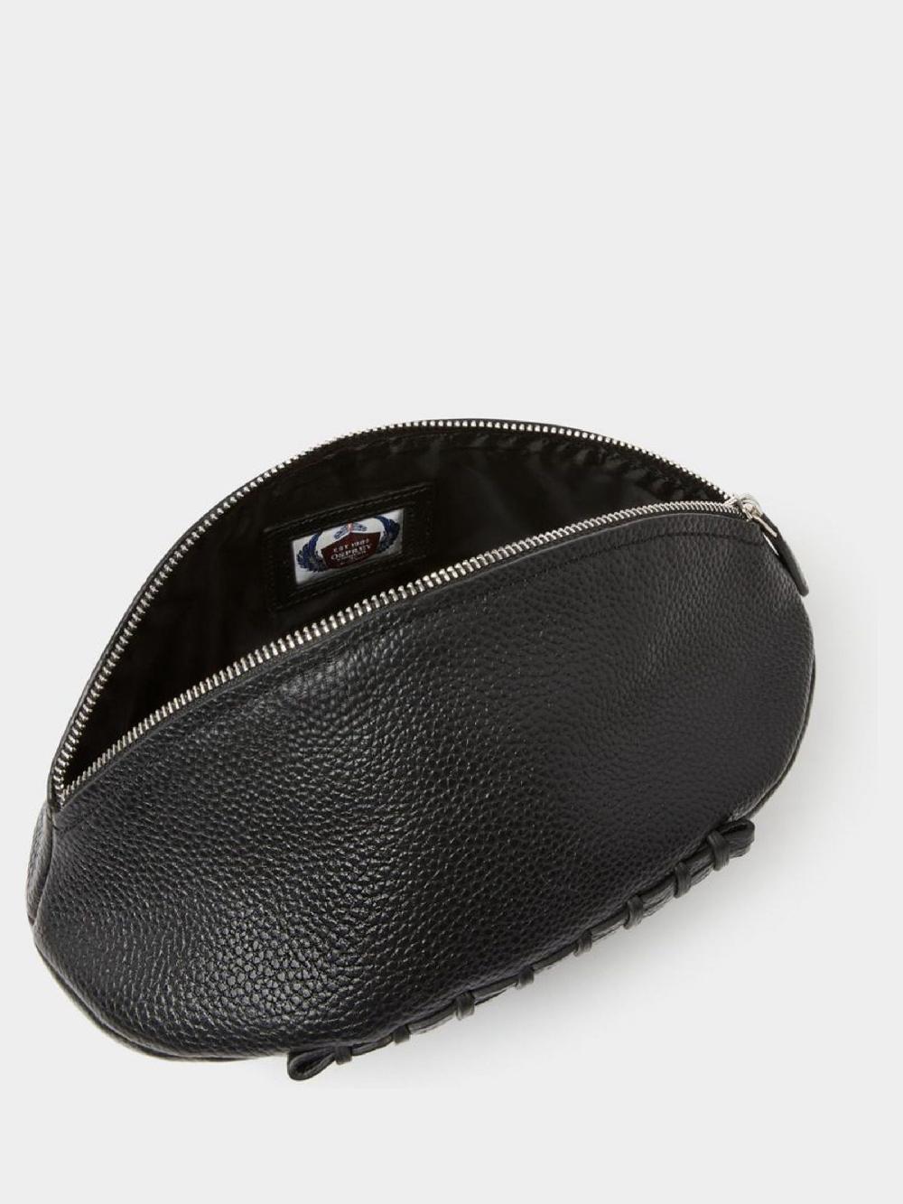 seraphine Osprey London Black The Rugger Leather Washbag