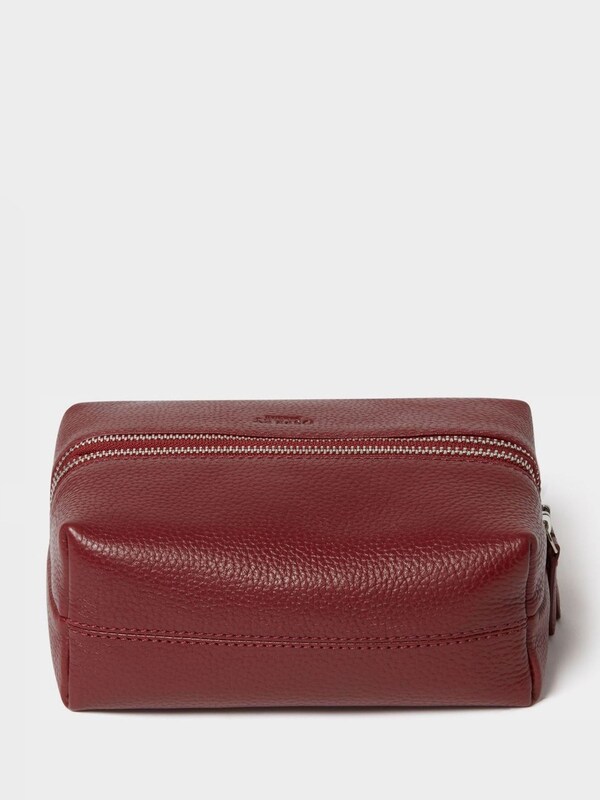 Seraphine Osprey London Red The Double Zip Small Leather Washbag
