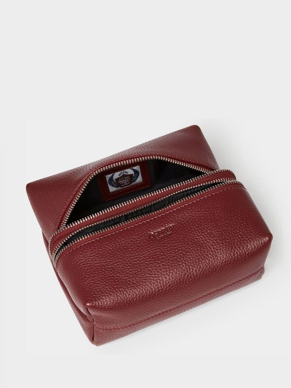 Seraphine Osprey London Red The Double Zip Small Leather Washbag