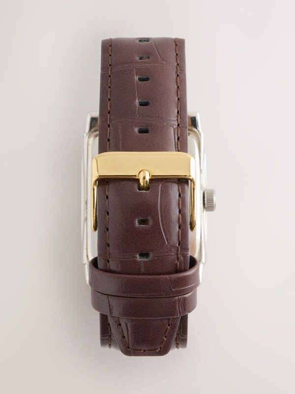 Seraphine Oxblood Brown Square Dial Croc Effect Strap Watch
