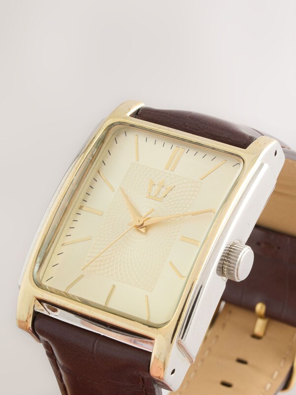 Seraphine Oxblood Brown Square Dial Croc Effect Strap Watch