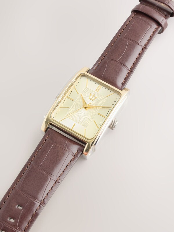 Seraphine Oxblood Brown Square Dial Croc Effect Strap Watch