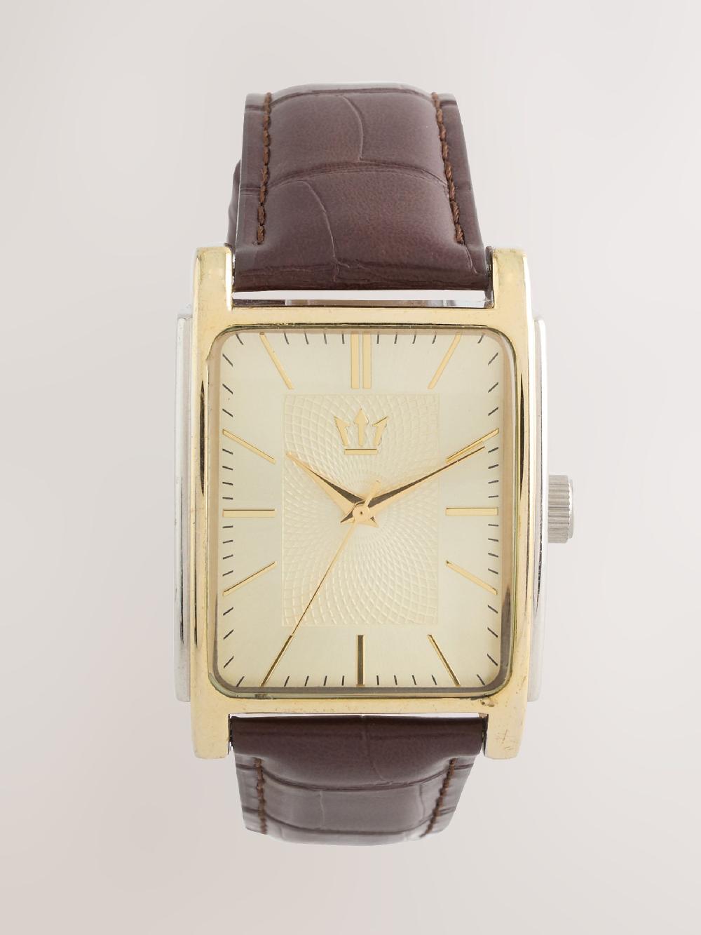 seraphine Oxblood Brown Square Dial Croc Effect Strap Watch