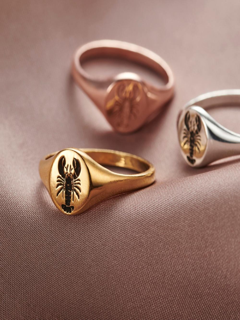 seraphine Personalised Posh Totty Designs Gold Tone Lobster Signet Ring