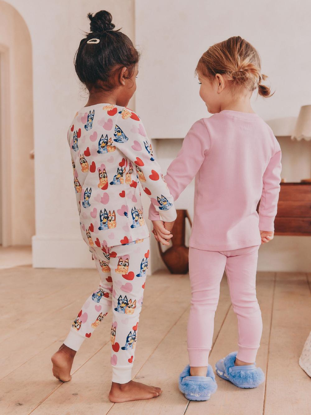 seraphine Pink Bluey Long Sleeved Snuggle 100% Cotton Pyjamas 2 Pack (12mths-8yrs)