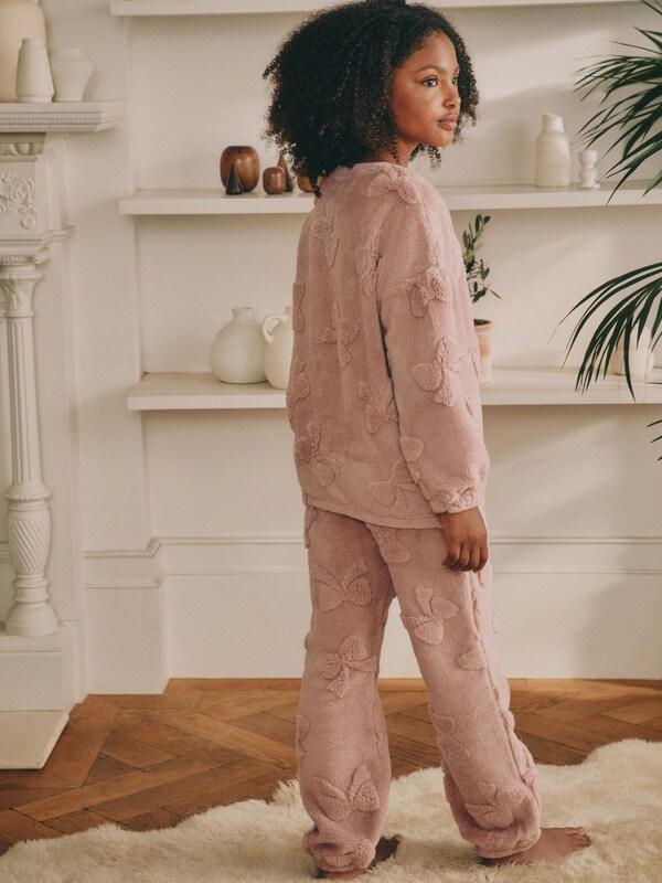 Seraphine Pink Bow Fleece Jacquard Pyjamas Set 2 Piece (2-16yrs)