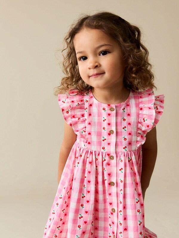 Seraphine Pink Gingham Double Ruffle Sleeve Dress (3mths-8yrs)