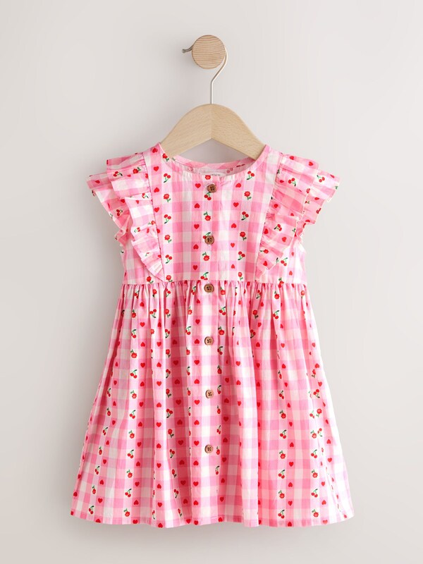 Seraphine Pink Gingham Double Ruffle Sleeve Dress (3mths-8yrs)