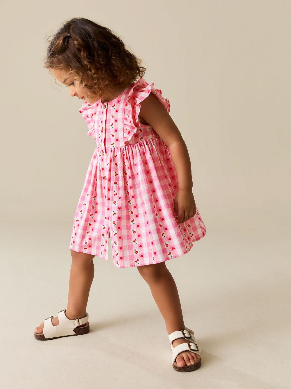 seraphine Pink Gingham Double Ruffle Sleeve Dress (3mths-8yrs)
