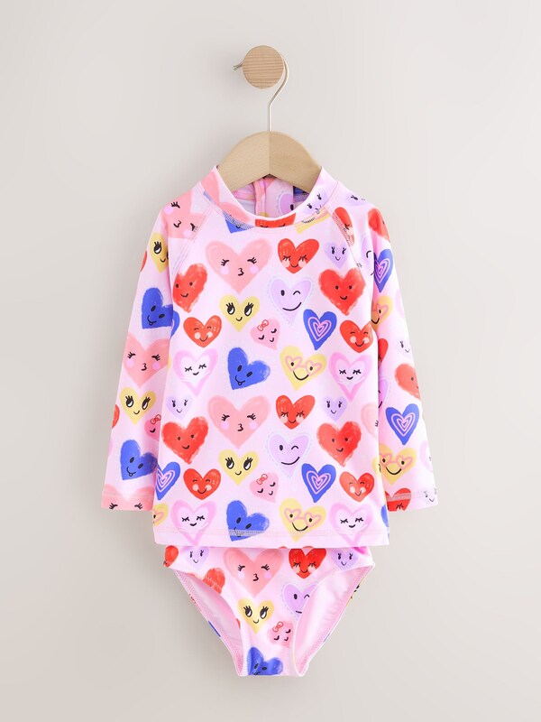 Seraphine Pink Heart Long Sleeve Sunsafe Swim Set (3mths-7yrs)