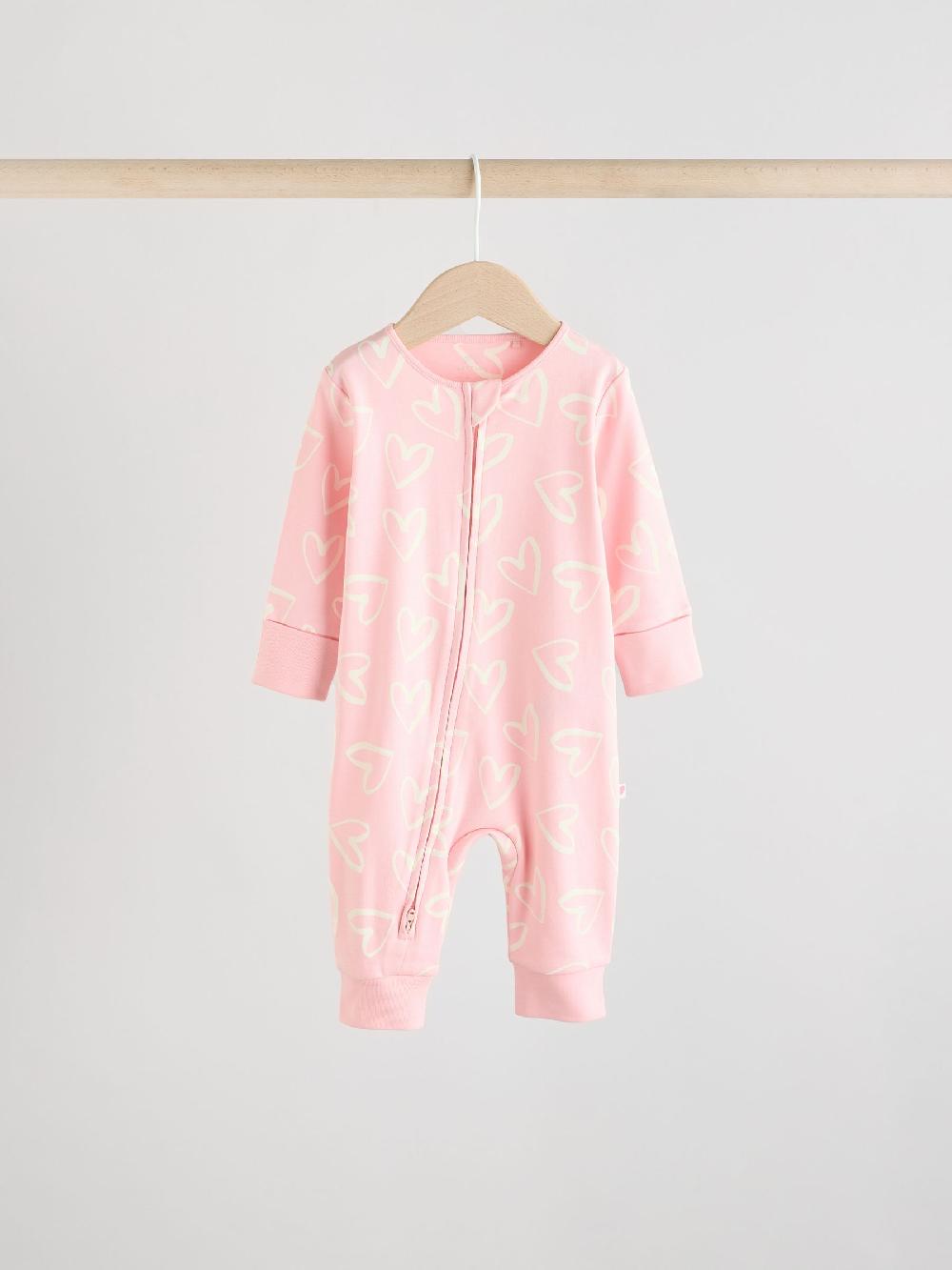 seraphine Pink Print Two Way Zip Baby Sleepsuits 4 Pack (0mths-3yrs)