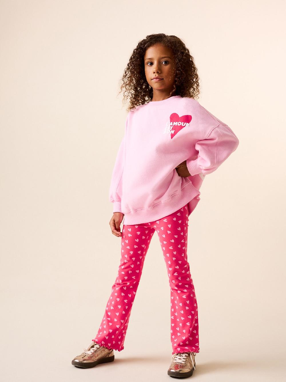 seraphine Pink/Red Heart Sweatshirt and Flare Leggings Set (3-16yrs)
