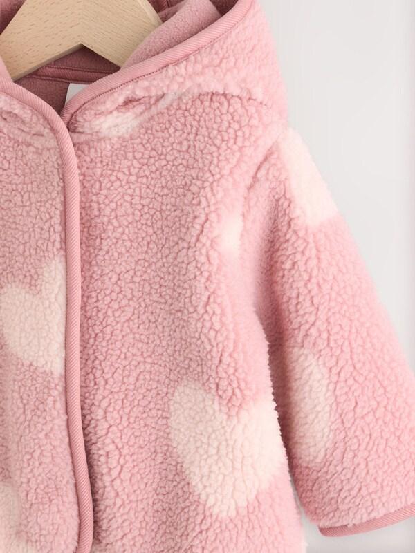 Seraphine Pink Tonal Heart Printed Borg Baby Jacket (0mths-2yrs)
