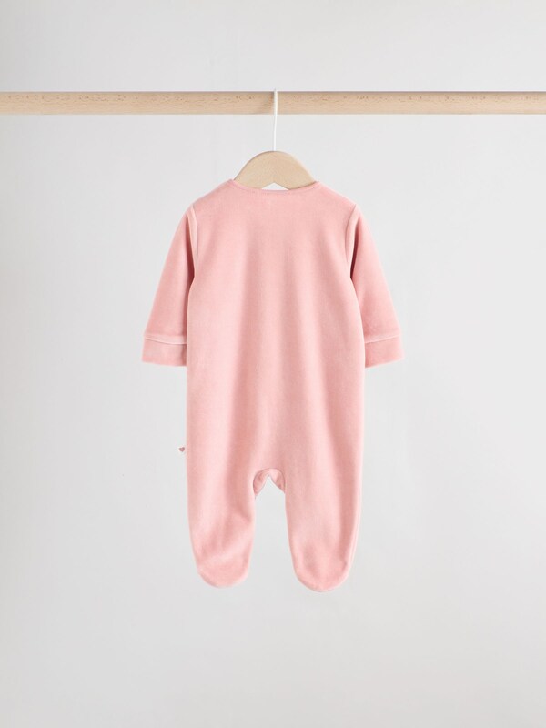Seraphine Pink Velour Baby Sleepsuits 2 Pack (0mths-2yrs)