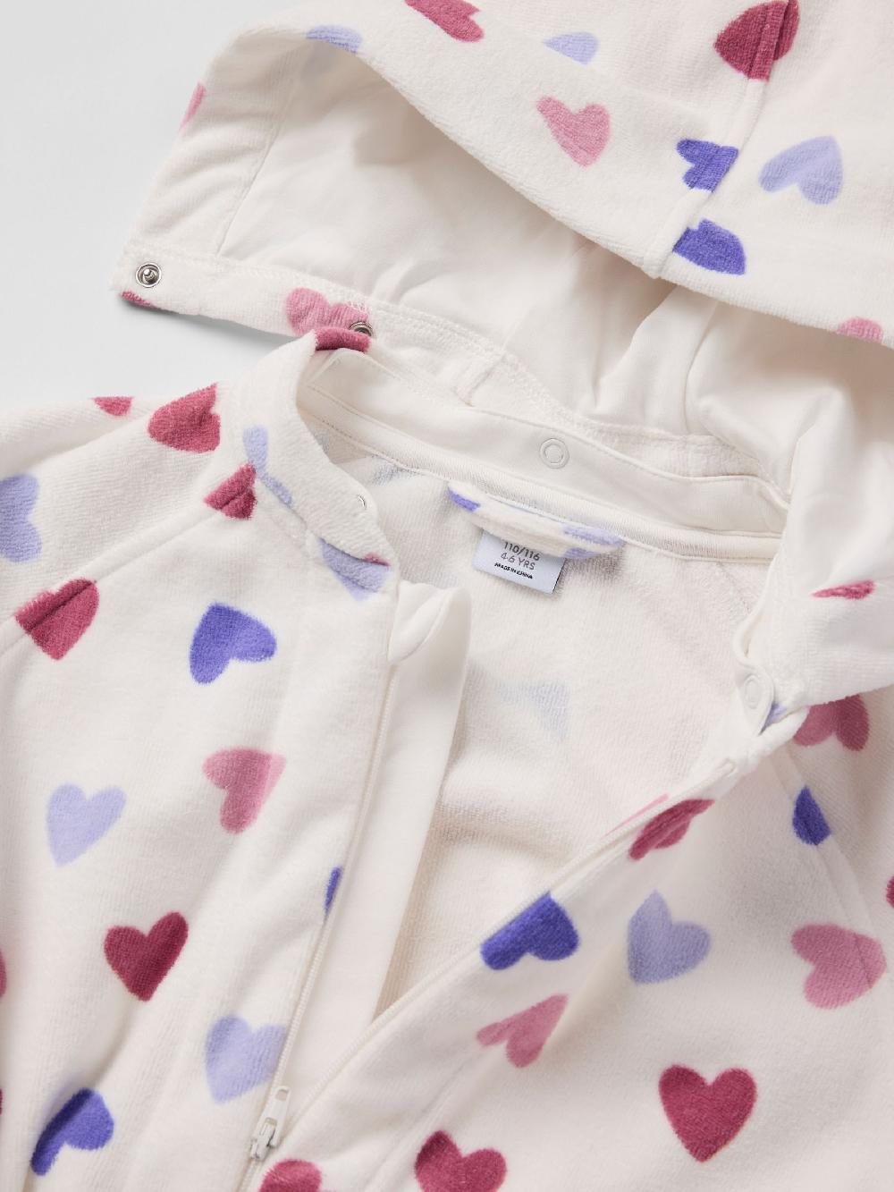 Seraphine Polarn O. Pyret White Heart Print Bathrobe