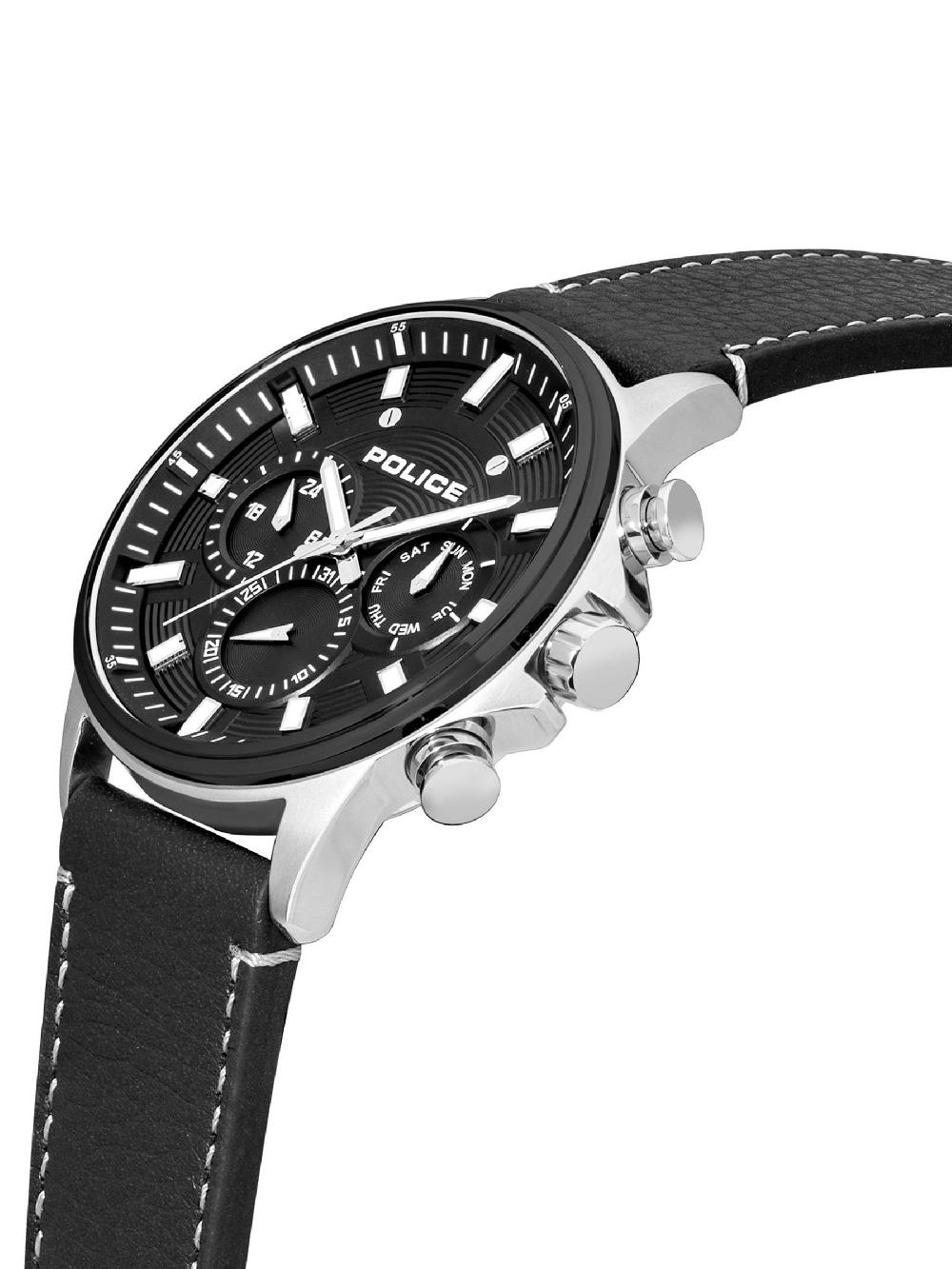 seraphine Police Kismet SS Multi Dial Leather Strap Black Watch