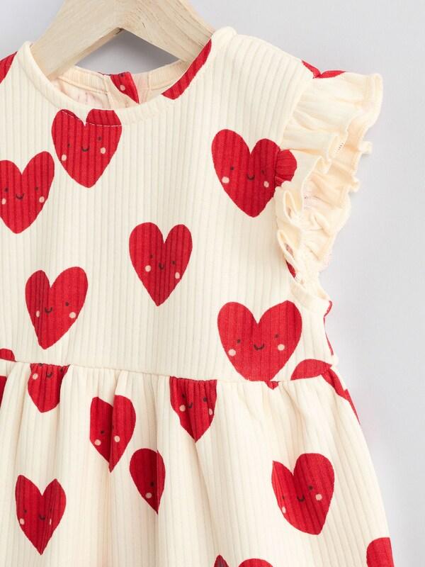 Seraphine Red Heart Printed Frill Baby 100% Cotton Romper