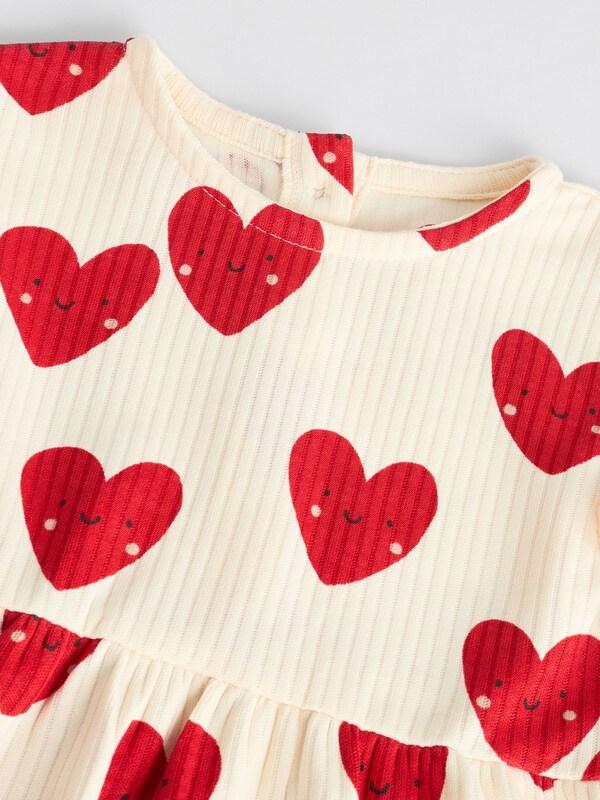 Seraphine Red Heart Printed Frill Baby 100% Cotton Romper