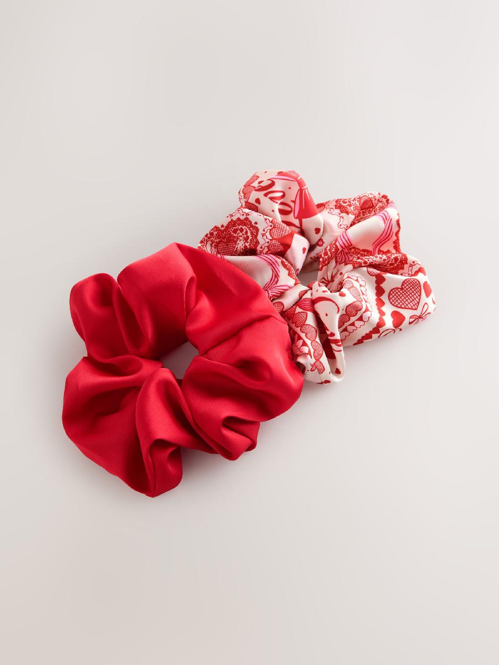 Seraphine Red Valentine Patchwork Oversized Scrunchies 2 Pack