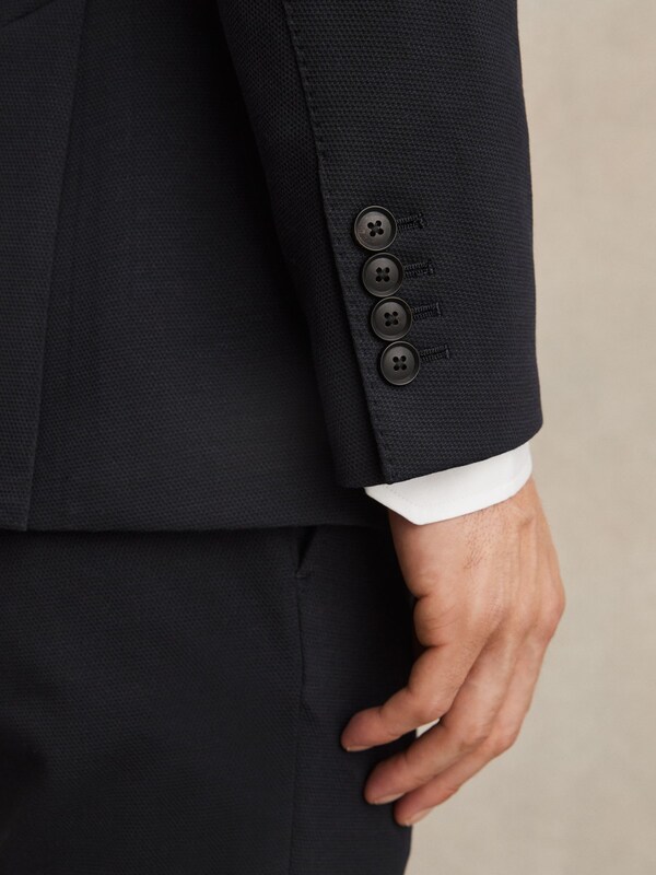 Seraphine Reiss Navy Gerrard Single-Breasted Jersey Suit Blazer Tailored-Fit