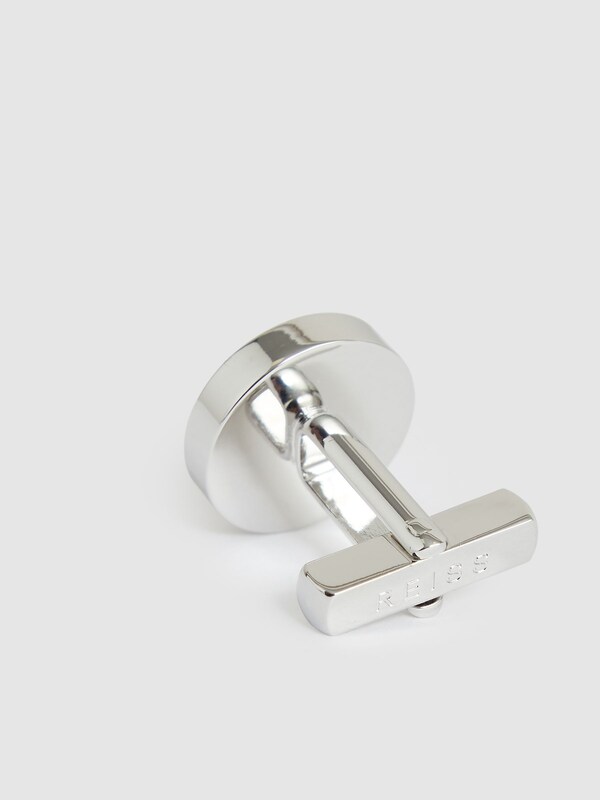 Seraphine Reiss Silver Tone /Mop Ardley Inlaid Round Cufflinks