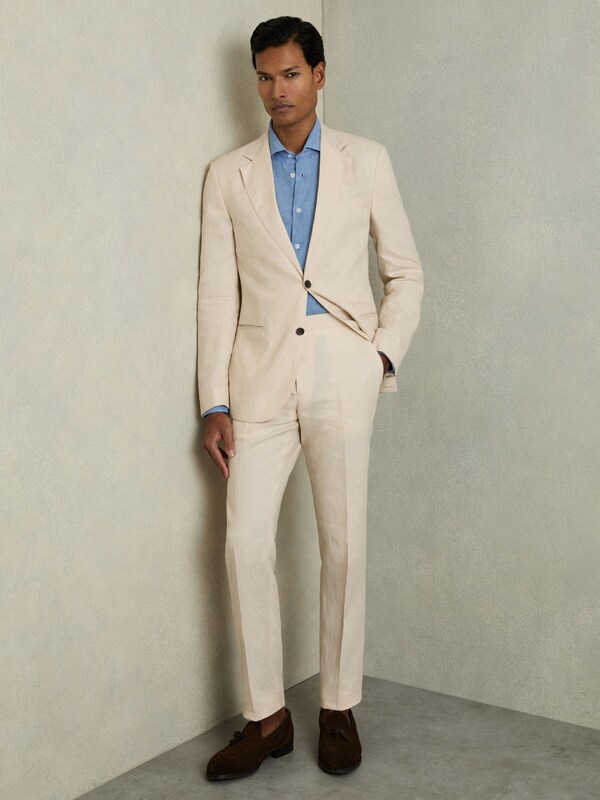 Seraphine Reiss Stone Kin Single Breasted Linen Blazer Tailored-Fit