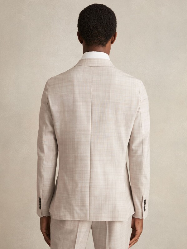 Seraphine Reiss Stone Oe Belmondo Double-Breasted Check Suit Blazer Regular-Fit
