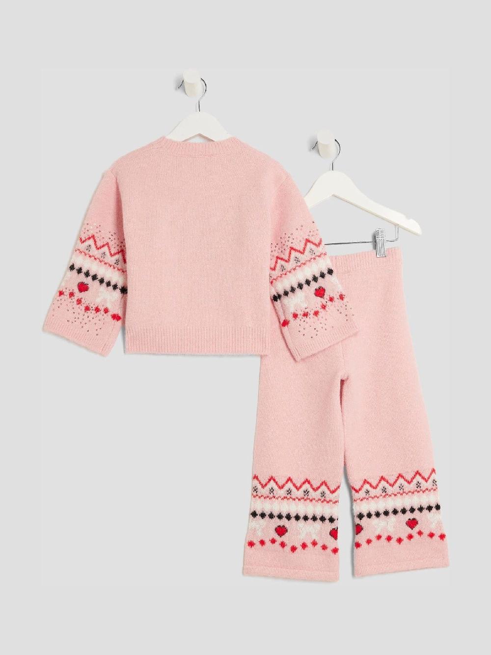 Seraphine River Island Pink Fairisle Jumper & Trousers Set