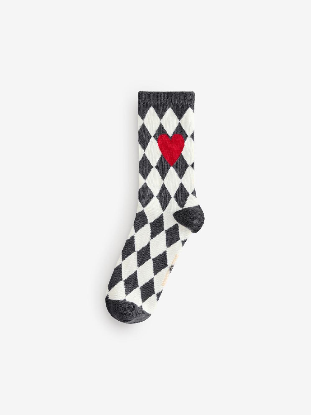 Seraphine Rockett St George Black/White Spot And Harlequin 4 Pack Socks