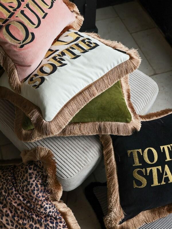 Seraphine Rockett St George Kiss Me Quick Velvet Fringe Filled Cushion