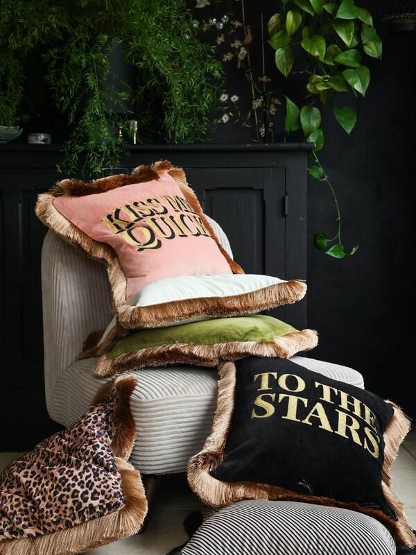 Seraphine Rockett St George Kiss Me Quick Velvet Fringe Filled Cushion