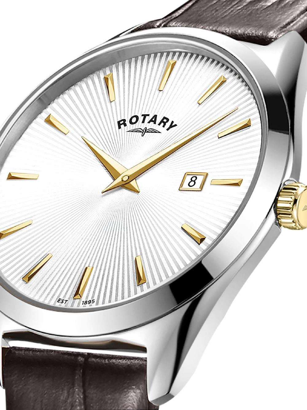 seraphine Rotary Slim Stainless Steel Gold Plated Strap Brown Watch