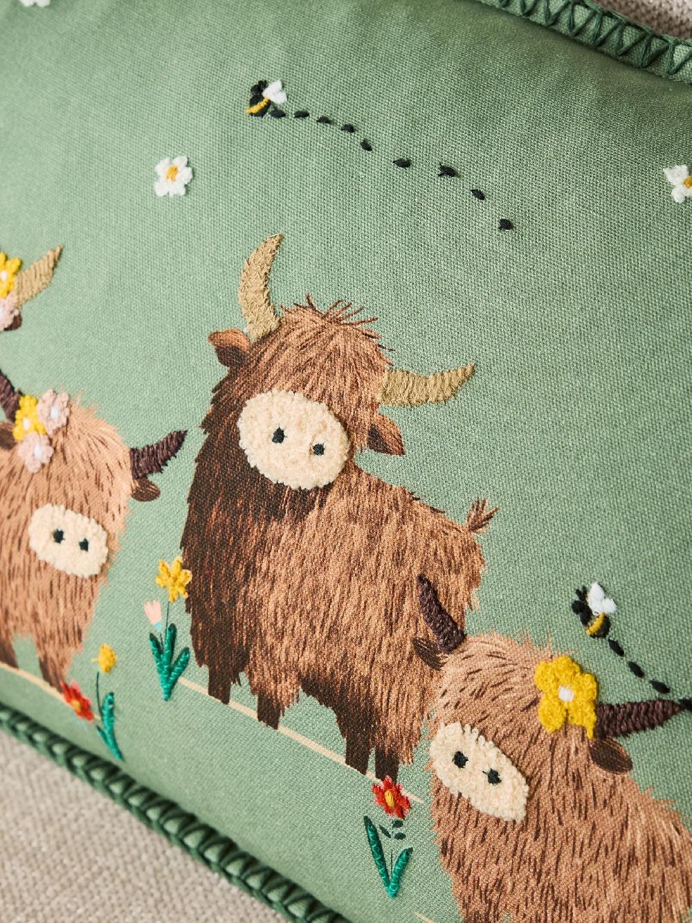seraphine Sage Green 50 X 30cm Embroidered Spring Hamish Cushion