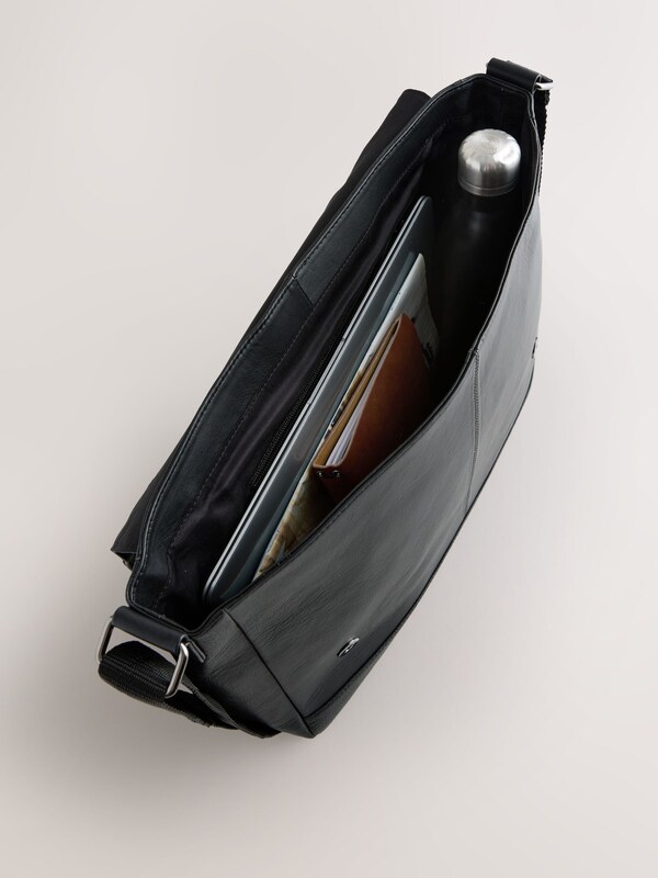 Seraphine Black Signature Leather Messenger Bag