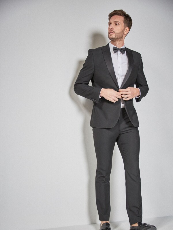 seraphine Black Skinny Fit Tuxedo Suit Jacket