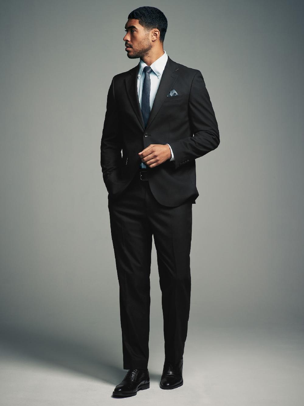 seraphine Black Slim Fit Flannel Suit Jacket