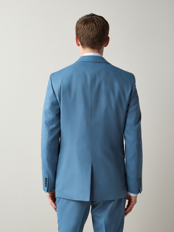 Seraphine Blue Slim Fit Textured Suit Jacket
