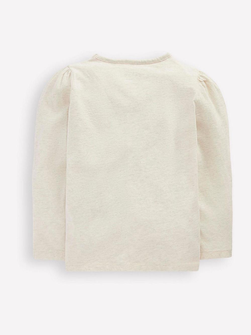 seraphine Boden Cream Puff Sleeve Applique T-Shirt