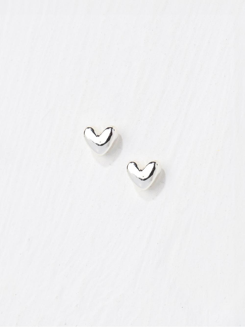 seraphine FatFace Silver Tone Heart Stud Earrings