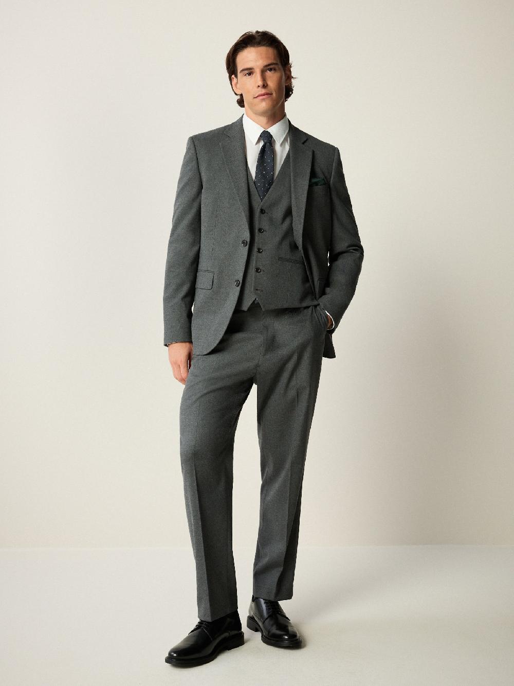 seraphine Grey Slim Fit Flannel Suit Jacket