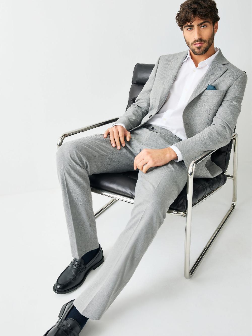 Seraphine Grey Tailored Fit Textured Suit Jacket