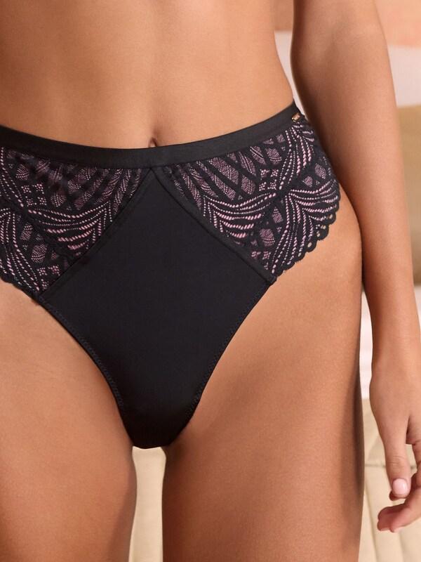 Seraphine Lipsy Black High Rise Geo Lace Thong