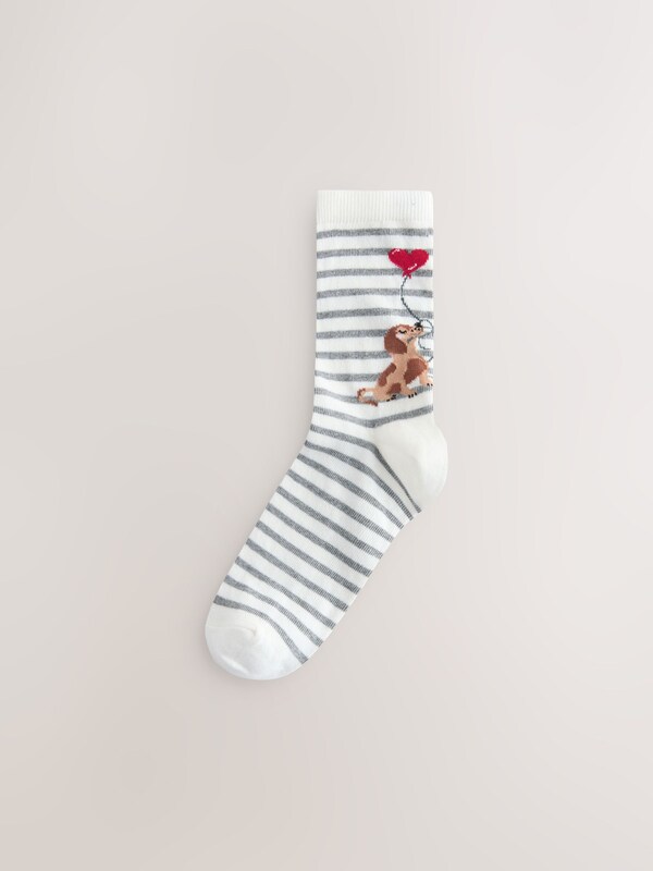 Seraphine Navy/Grey Dog Heart Ankle Socks 4 Pack