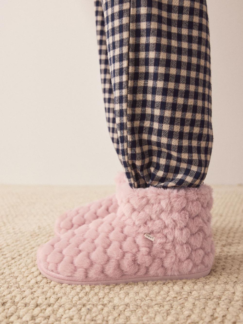 seraphine Pink Faux Fur Heart Slipper Boots