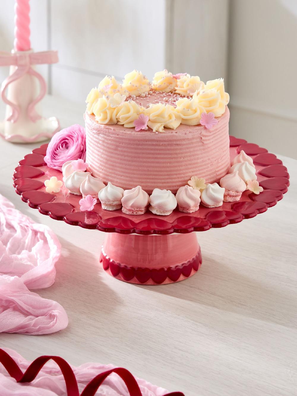 Seraphine Pink Heart Cake Stand