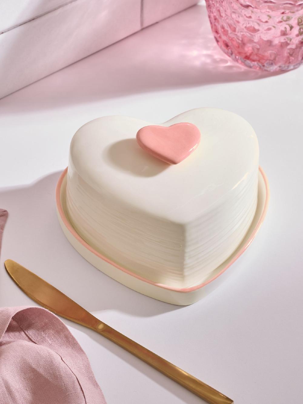 Seraphine Pink Heart Shaped Butter Dish
