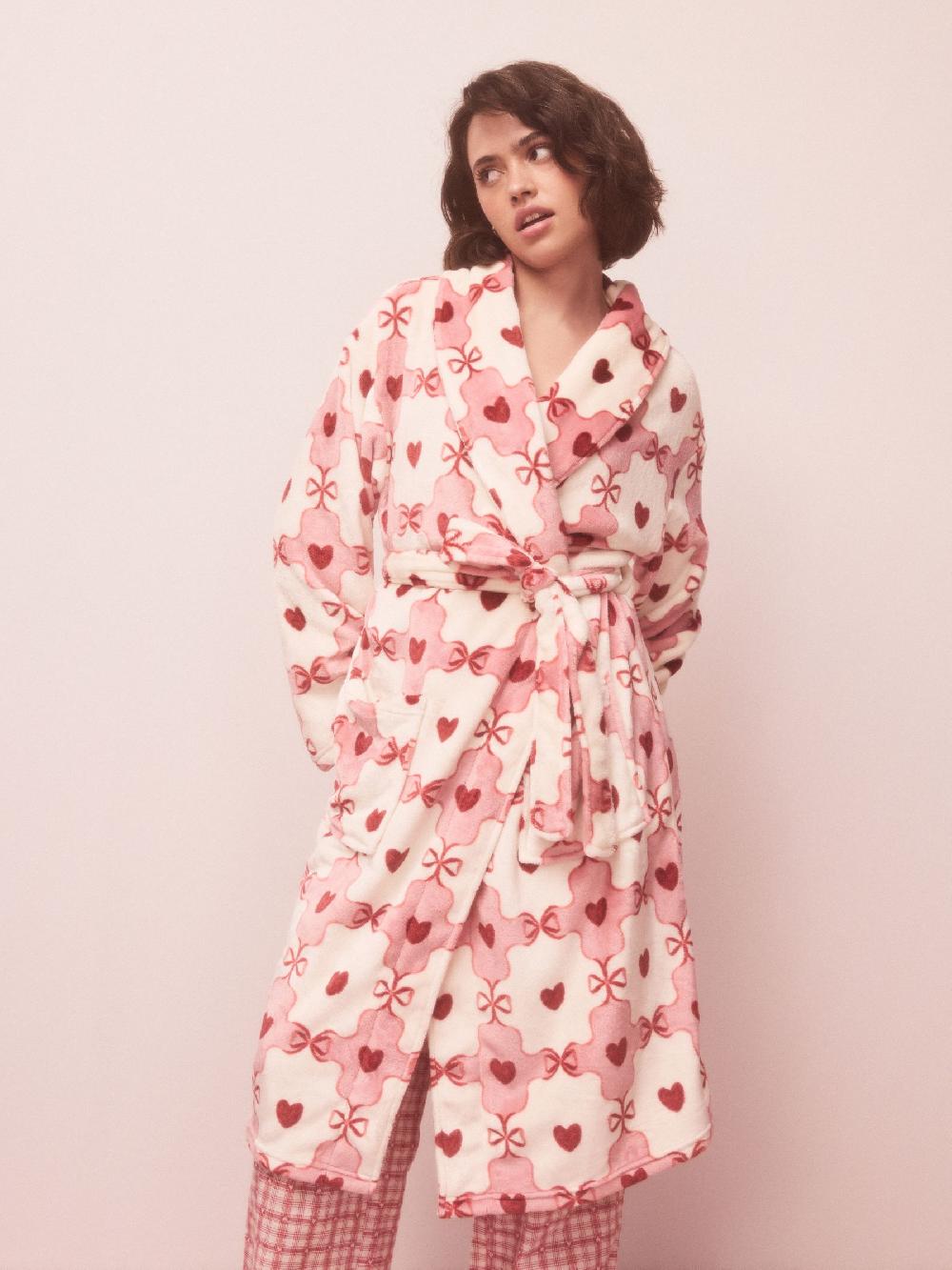 Seraphine Pink/Red Heart Supersoft Dressing Gown