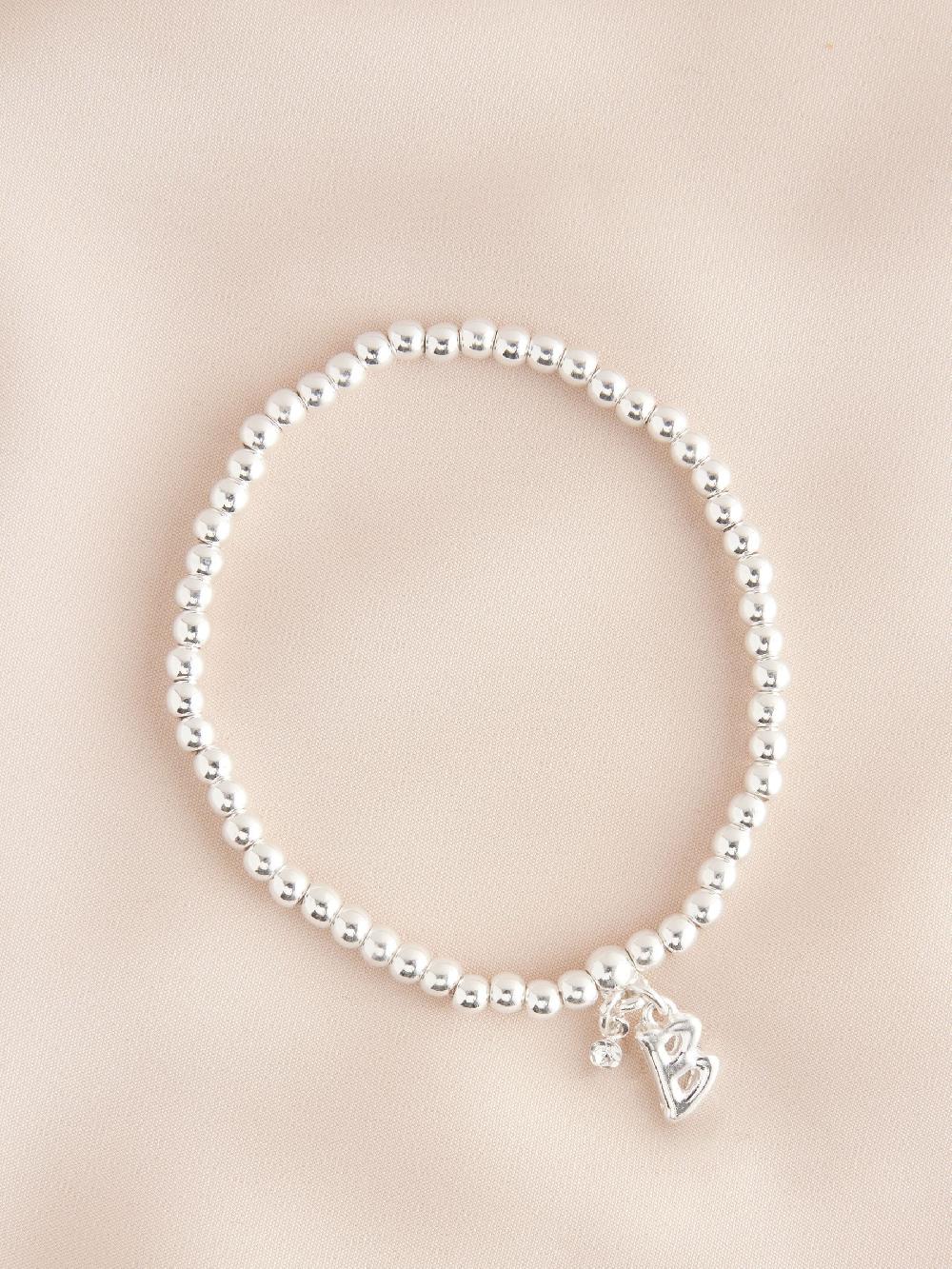 Seraphine Silver Tone Initial Stretch Bracelet